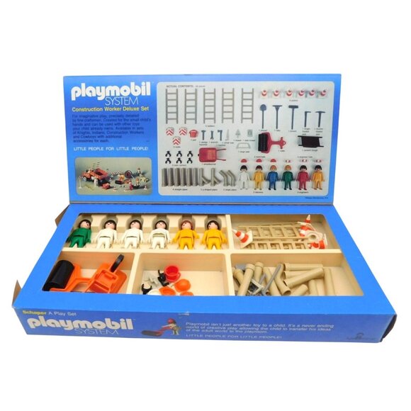 Vintage Schaper Playmobil System Construction Worker Deluxe Playset Set Box 1976 - Picture 1 of 7